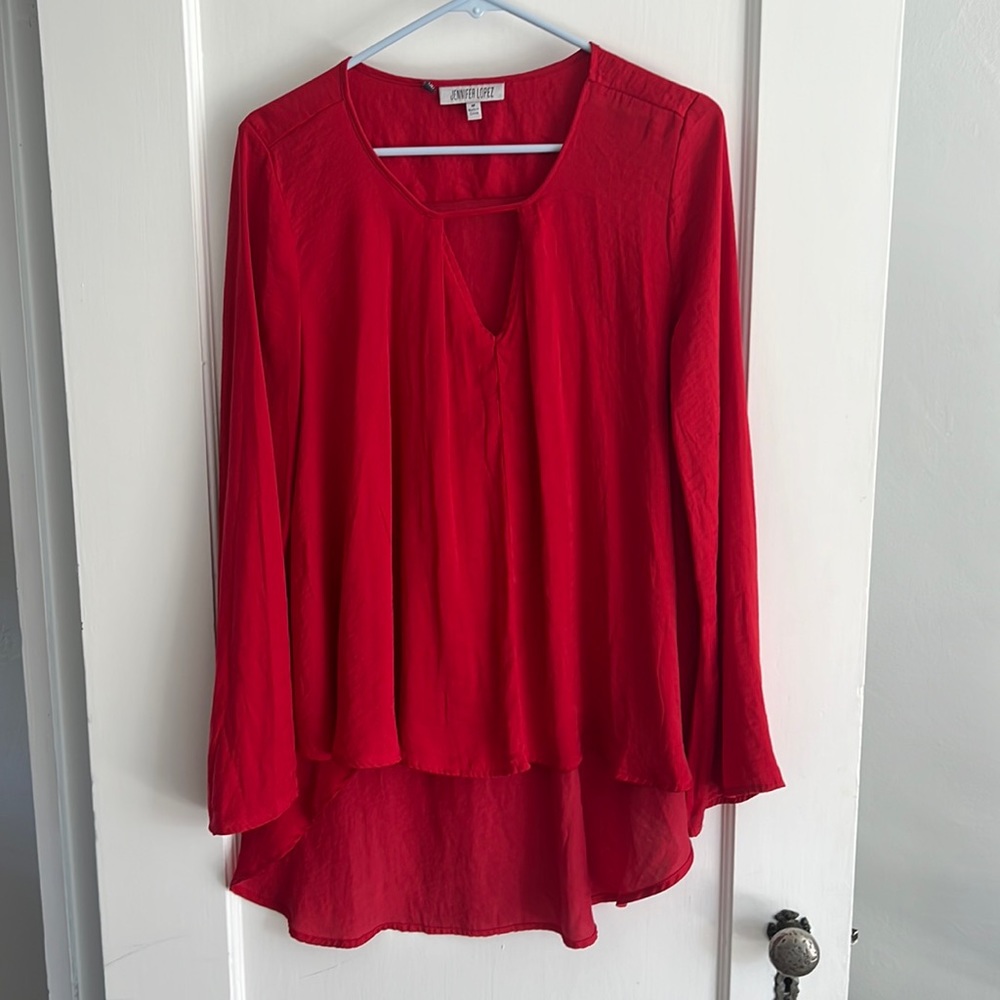 Red, silky top